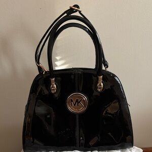 Michael Kors Glossy Black Satchel